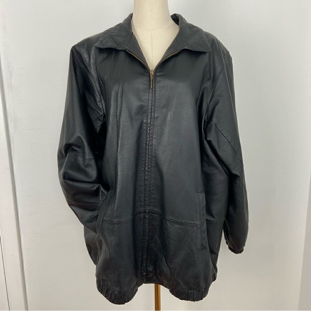 Passports Vintage 80’s Leather‎ Jacket Size 18/ 20 Black Boyfriend Fit Classic